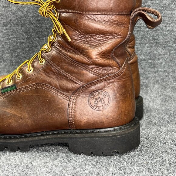 Georgia Boot Lace To Toe Waterproof Work Boots Men's 11 Brown Leather Soft Toe - Picture 8 of 16